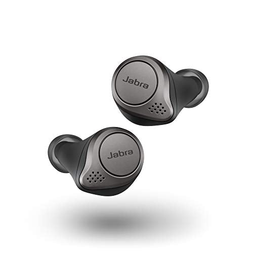 Jabra Elite 75t Titanium Black Voice Assistant Enabled True Wireless Earbuds with Charging Case (Renewed)