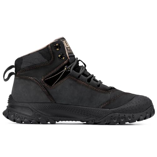 KEFUWU Men's Hiking Boots Waterproof Non-Slip Leather Mid Top Ankle Boot Lightweight Hiker Breathable Trekking Boot