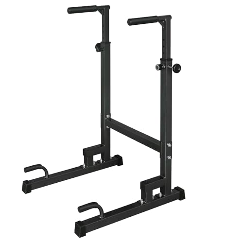 Portable Pull Up Dip Bar, Sturdy Dip Station with Adjustable Height, Multi-Function Parallel Bars for Home Gym Strength Tr...