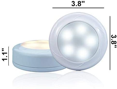 WRalwaysLX Remote Control LED Cabinet Light, Cool/Warm Adjustable, 6-Pack, White, Operates on 3x1.5V AA Batteries (Not Included)