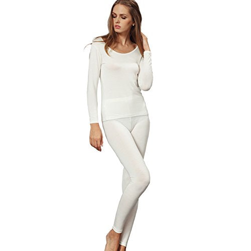 Liang Rou Women's Crewneck Long Johns Ultra Thin Modal Thermal Underwear Top & Bottom Set