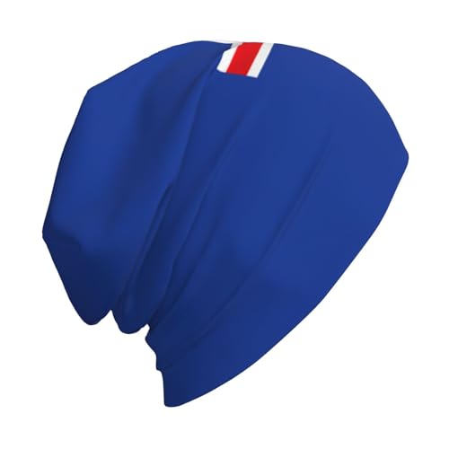 sackhg Flag of Iceland Print Winter Beanie Hat Men Women Soft Lightweight Thermal Cap for Outdoor Skiing Wear Black