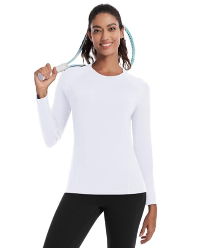 Runhit Thermal Shirts for Women Long Sleeve Compression Tops Fleece Lined Athletic Workout Soft Base Layer Cold Weather