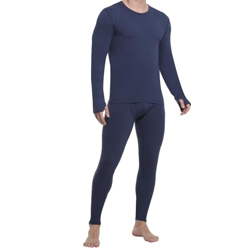 Bodvera Thermal Underwear for Men Long Johns with Fleece Lined Base Layer Set for Cold Weather(Top and Bottom)