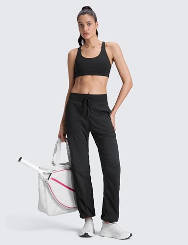 CRZ YOGA Lightweight Straight Leg Workout Pants for Women 28"/30"/32" - Ruched Casual Work Athletic Joggers with Pockets