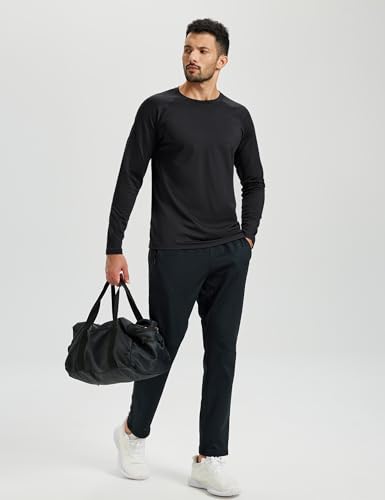 TACVASEN Men's Thermal Shirt Long Sleeve Fleece Lined Base Layer Lightweight Athletic Undershirt Winter Tops Workout