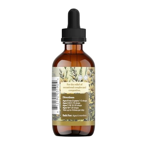 Earthley Wellness, Cough-B-Gone, Organic Herbal Formula, Alcohol-Free Herbal Tincture for Kids (6 Months+) & Adults, Cold ...