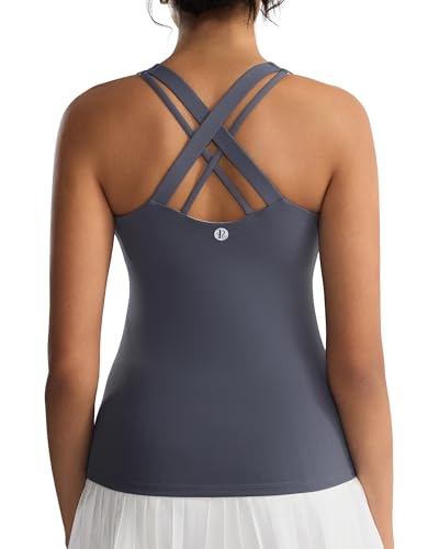RUNNING GIRL Tank top with Built in Bra for Women,Compression Shirts Crisscross Back Workout Yoga Tops