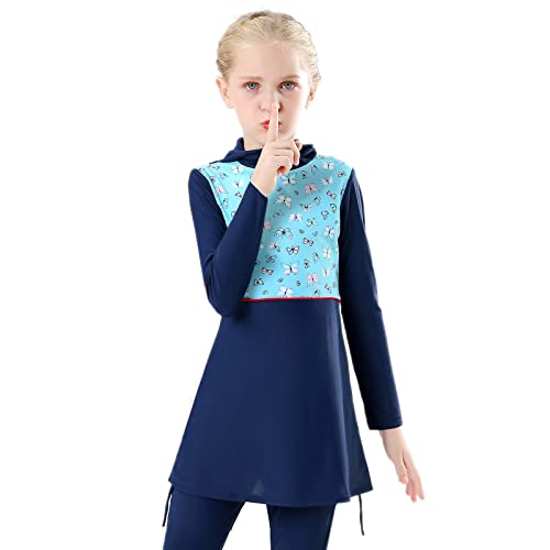 Girls Muslim Swimsuit Sweetheart Top + Pants Full Coverage Swimwear Islamic Cap Swimming Burkini Bathing Suit