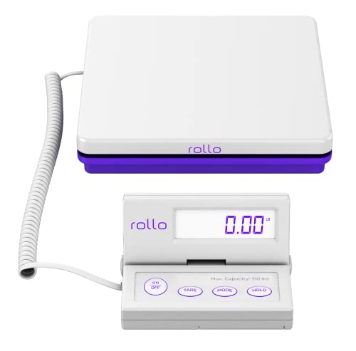 Rollo Shipping Scale for Packages - Digital Shipping Postal Scale (110 Lb Max) - Hold and Tare Functions - Includes AC Ada...