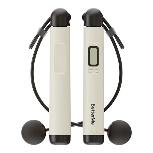 BetterMe Cordless Jump Rope with Counter - Tracks Jump Count & Workout Duration - Height Adjustable Jump Rope for Women an...
