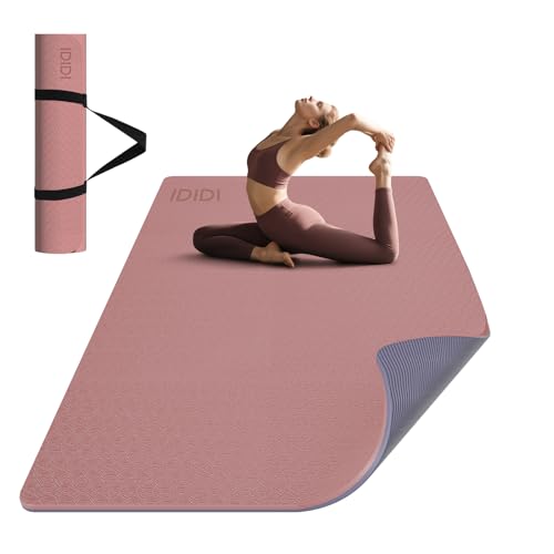 Large Yoga Mat (6'x 4') - Extra Long and Wide Workout Mat for Men and Women,Non-Slip POE 0.32''/0.4'' Thick Fitness Mat, E...