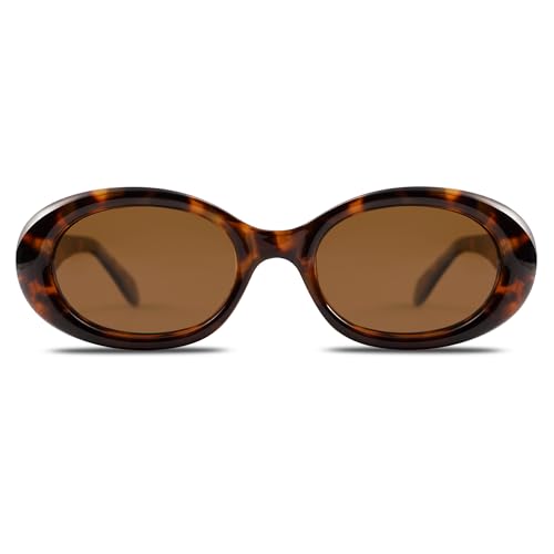 SOJOS Small Retro Oval Polarized Sunglasses for Women Men 90s Vintage UV400 Protection Tiny Sun Glasses SJ2286
