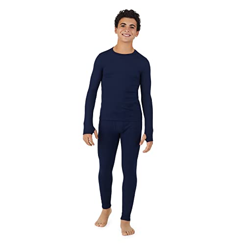 Cuddl Duds Boys Cold Weather Fleece-Lined Thermal Underwear 2-Piece Set - Kids Long Sleeve Top and Leggings Long Johns