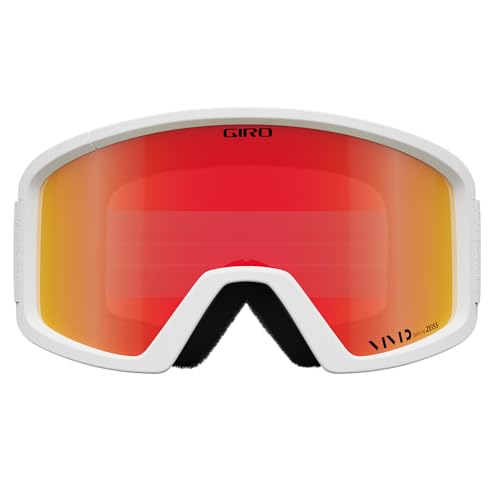 Giro Blok Ski Goggles - Snowboard Goggles for Men & Youth - White Wordmark Strap with Vivid Ember Lens