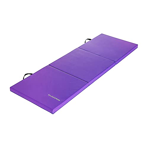 BalanceFrom 6x2 Feet 3-Panel Folding Gymnastics Mat – 2-Inch Thick Pad with Vinyl Surface and Carrying Handles for Tumblin...