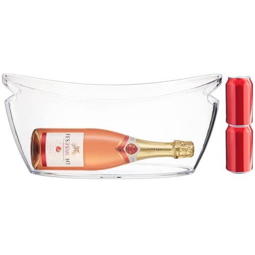WRINGKIT Ice Bucket for Parties, Clear Acrylic Champagne Bucket with Handle, 6 Liters Beverage Ice Tub, Wine Beer Drink Bu...