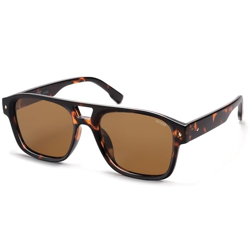 SOJOS Retro Square Polarized Aviator Sunglasses Womens Mens, Trendy Aviators Shades SJ2604