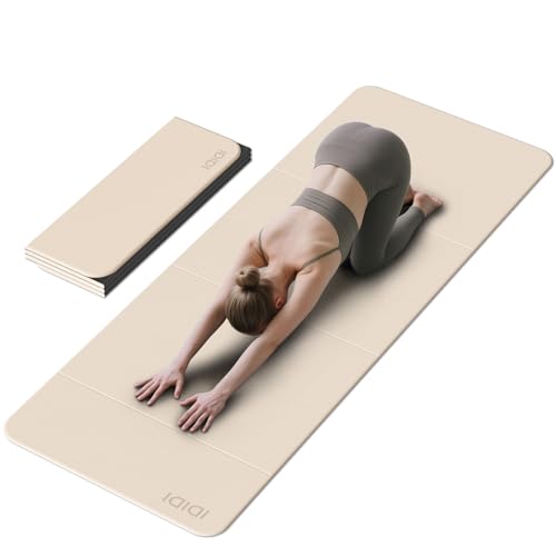 Foldable Yoga Mat Extra Thick & Large (74" x 31.5" x 0.32"), Double-Sided Non Slip & Lightweight Fitness Mat, 8mm Thick Wi...