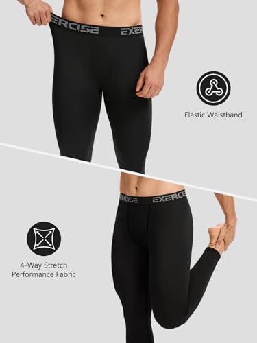 Mexholin 4/5 Pack Men's Thermal Compression Pants Fleece Lined Long Johns Winter Athletic Workout Leggings Baselayer