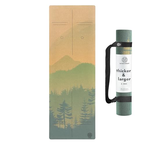 Satori Concept Cork Yoga Mat with Natural Rubber Base, Extra Size, Thickness and Support, Excellent Cushion & Grip, Non-Sl...