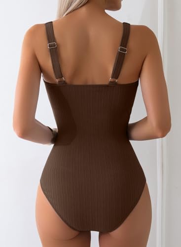 Aleumdr Womens Textured One Piece Swimsuit Tummy Control Bathing Suit with Bow Tie Knot Cutout Ruching Swimwear