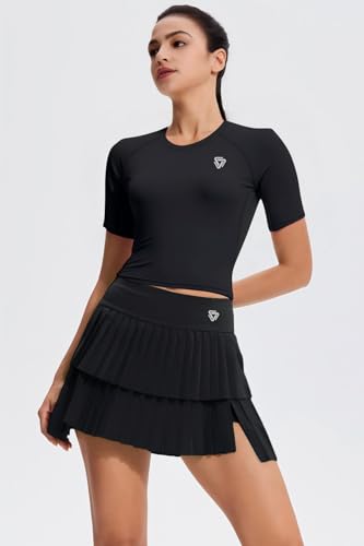 Mudere Two Piece Tennis Skirt Set for Women Pleated Athletic Workout Golf Skort Women 2 Piece Outfits with Pockets