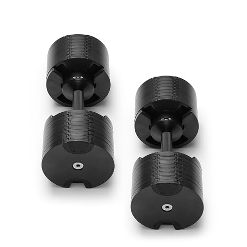NÜOBELL® Adjustable Dumbbell Set, 5-50 LB or 5-80 LB, Easy Twist 2024-25 Model, All-In-One Weights Set (Pair) for Home, Or...