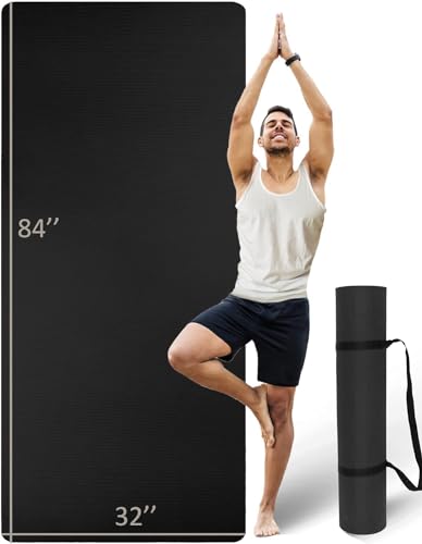 Extra Long & Wide Thick Yoga Mat for Tall Men & Women, 84'' x 32'' x 7mm Oversized Yoga Mat Double-Sided Non Slip, Pro TPE...