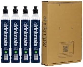 Drinkmate Threaded 60L CO2 Exchange Carbonation Cylinders, Compatible w/SodaStream (Screw-In), Aarke, Ninja Thirsti, 14.5 Oz, Cartridge Gas Canister Refill (Set of 4)