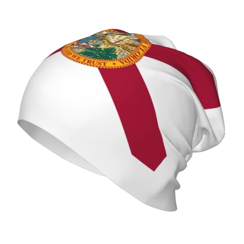 Bkdogkt Flag of Florida Print Beanie Hat Soft Thermal Cap Winter Headwear for Cold Indoor Outdoor Activities Black
