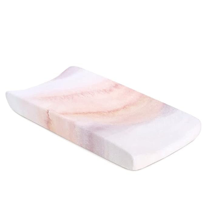 Oilo Changing Pad Cover, Breathable 100% Turkish Cotton Fitted Jersey, 300 Thread Count, Machine Washable, Fits Standard Changing Pads (32" x 16"), Girl, Boy, & Neutral Nursery Design, Sandstone