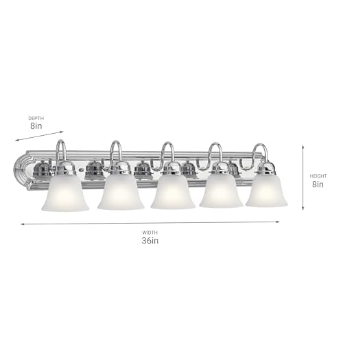 Kichler 36" Bathroom Vanity Light with Satin Etched Glass, 5-Light Traditional Design in Tannery Bronze, (36"x8"x8"), 5339CHS
