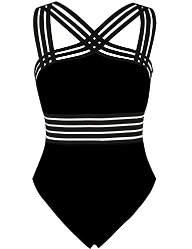 Hilor Women's Tummy Control Swimsuits Slimming One Piece Bathing Suits Front Crossover Swimwear