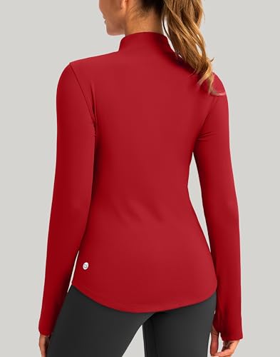 G Gradual Thermal Shirts for Women Long Sleeve Mock Neck Fleece Tops Running Workout Cold Weather Gear with Zip Pocket