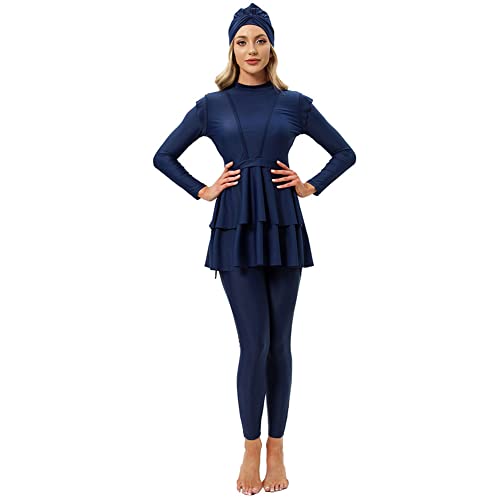 OBEEII Womens Muslim Swimsuits Full Coverage Long Sleeve Swimwear Burkini Hijab Bathing Suit
