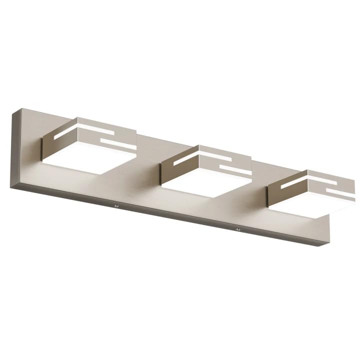 Lkhf Led Modern Bathroom Vanity Light Fixtures  3-Light 22-Inch Dimmable Brushed Nickel Vanity Lights For Bathroom Lighting Fixtures Over Mirror  With 350?Rotatable Acrylic Heads (Cool White 6000K)