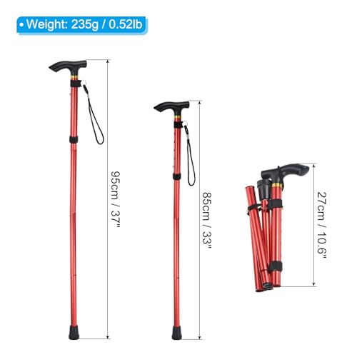 PATIKIL Trekking Poles, Collapsible Hiking Pole Telescopic Folding Cane Quick Lock Aluminum Alloy for Outdoor Hiking Walki...