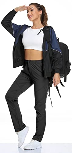 SPOSULEI Womens Summer Lightweight Pants Outdoor Nylon Quick Dry Travel Golf Hiking Sweatpants with Zipper Pockets