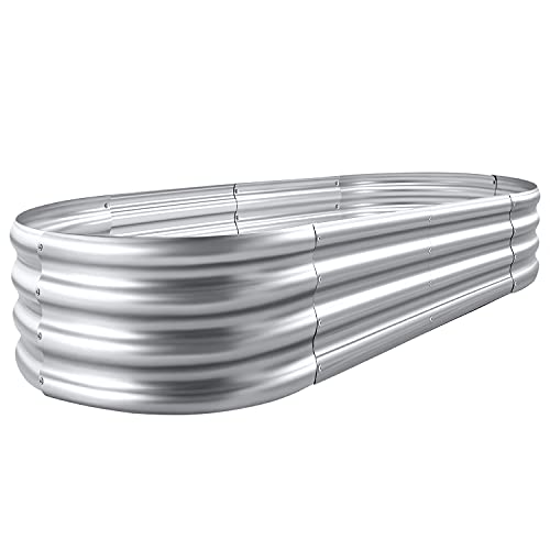 Land Guard Galvanized Raised Garden Bed Kit, Galvanized Planter Garden Boxes Outdoor, Oval Large Metal Raised Garden Beds ...
