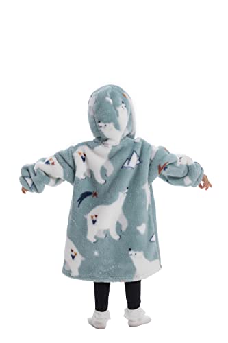 Pterygoid Wearable Blanket Hoodie for Kids,Toddler Oversized FLeece Hooded Sweatshirt with Pocket for Children Girls Boys