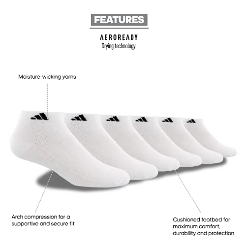 adidas mens Athletic Cushioned Low Cut Ankle Socks (6-pair Pack)