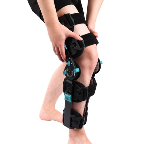 Hinged Rom Knee Brace, Adjustable Post Op Knee Immobilizer for Recovery Stabilization, ACL, MCL and PCL Injury, Medical Or...