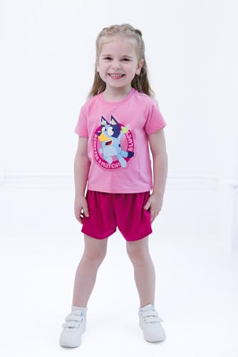 Bluey Girls T-Shirt and Mesh Shorts Outfit Set Toddler to Big Kid Sizes (2T - 10-12)