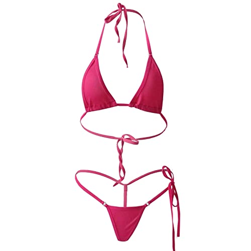 EVAbaby Women Micro G-String Bikini 2 Piece Swimsuit Sheer Extreme Mini Thong Set Bathing Suit Swimwear