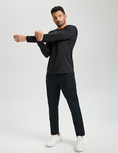TACVASEN Men's Thermal Shirt Long Sleeve Fleece Lined Base Layer Lightweight Athletic Undershirt Winter Tops Workout