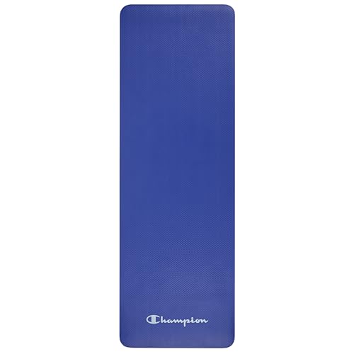 Champion 10mm Exercise Mat, Blue, Cushioned Non-Slip Workout Mat with Textured Base for Yoga, Pilates, Stretching & Floor-...