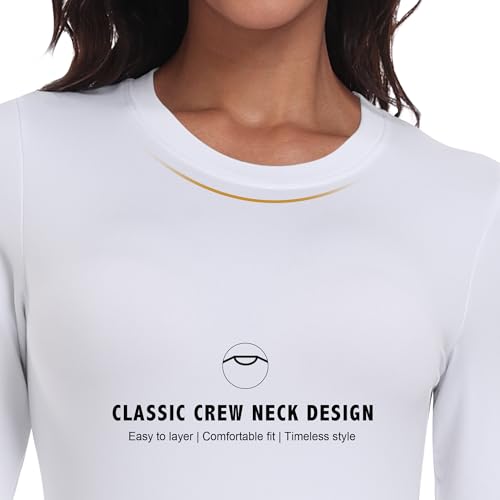 DHSO Long Sleeve Thermal Shirt For Women Fleece Lined Undershirt - Soft Warm Base Layer Tops Cold Weather