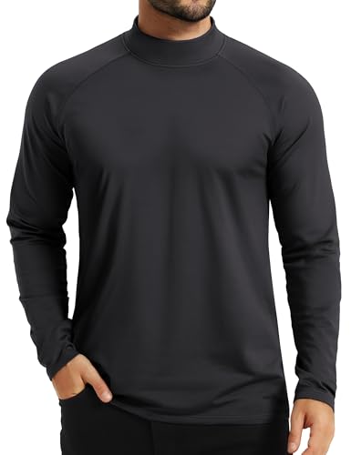 TACVASEN Mens Thermal Fleece Shirt Mock Turtle Neck Base Layer Long Sleeve Athletic Warm Undershirt Winter Running Tops