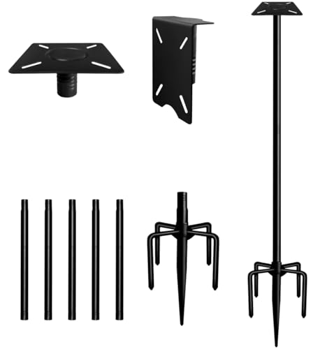 Ansionsol 90 Inch Smart Bird Feeder Pole with 5-Prong Base, Adjustable Bird House Pole Mount Kit for Outdoors, Heavy Duty ...